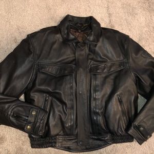 FirstGear Black Leather Motorcycle Riding Jacket